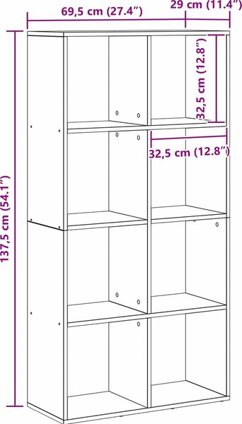 VidaXL Knihovna/dělící stěna 69,5x29x137,5 cm kompozit [879666] Barva: Staré dřevo