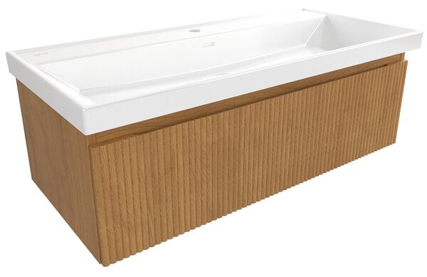 Koupelnová skříňka s umyvadlem SAT Evolution 98x30x44,5 cm dub medový mat SATEVO100DMU4