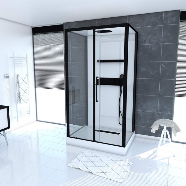 Kompletní sprchový kout MARWELL Designový kompletní sprchový kout Bílý ostrov 115 x 90 x 217 cm - kompletní sada včetně sprchové vaničky a baterie - oboustranná montáž - vysoce kvalitní hliníkový profilový systém