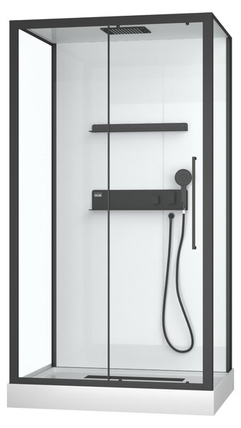 Kompletní sprchový kout MARWELL Designový kompletní sprchový kout Bílý ostrov 115 x 90 x 217 cm - kompletní sada včetně sprchové vaničky a baterie - oboustranná montáž - vysoce kvalitní hliníkový profilový systém