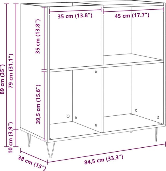 VidaXL Skříňka na LP desky 84,5 x 38 x 89 cm kompozitní dřevo [862911] Barva: dub sonoma