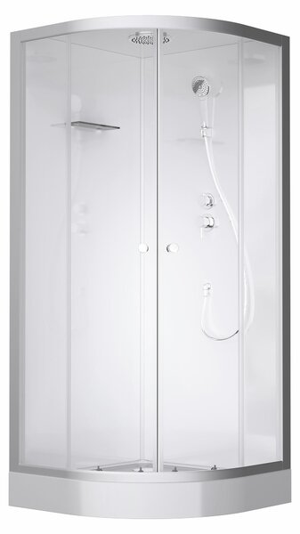 Kompletní sprcha MARWELL Kompletní sprcha Silver Round 90 x 90 x 217 cm - Kulatá sprcha s čelním vstupem - Sprchový kout s vysoce kvalitními hliníkovými profily - Výška vstupu 15 cm