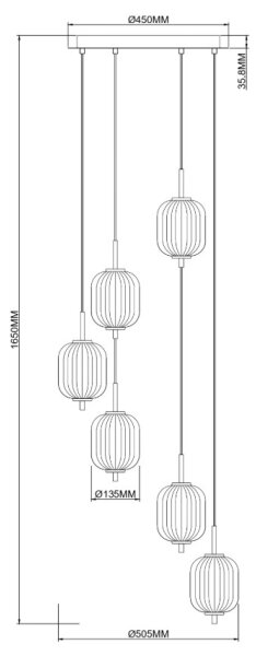 Zuma Line 003064-034750- LED Lustr na lanku AKARI LED/34W/230V pr. 50,5 cm zlatá
