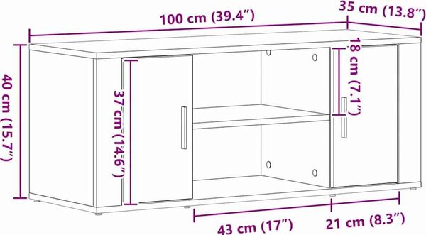 VidaXL TV skříňka 100 x 35 x 40 cm kompozitní dřevo [862125] Barva: dub sonoma