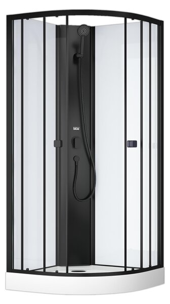 Kompletní sprchový kout Marwell kompletní sprchový kout Prime Style černý/bílý 85x85x198 - Kompletní sprchový set s akrylátovou vaničkou a baterií - 4 mm tvrzené bezpečnostní sklo