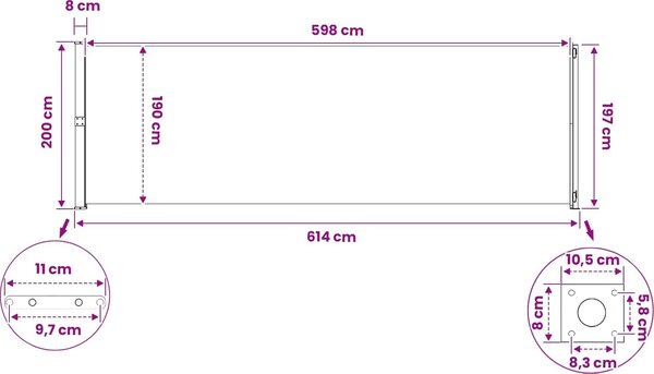 VidaXL Zatahovací boční markýza 200x614 cm [42035380] Barva: krémová