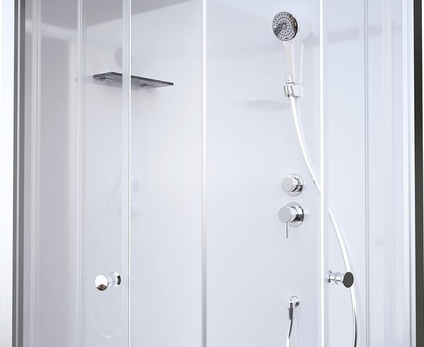 Kompletní sprcha MARWELL Kompletní sprcha Silver Round 90 x 90 x 217 cm - Kulatá sprcha s čelním vstupem - Sprchový kout s vysoce kvalitními hliníkovými profily - Výška vstupu 15 cm
