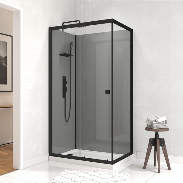 Sprchový kout Marwell kompletní sprchový kout Grey Style Obdélník 215x90x90cm - prefabrikovaný sprchový kout s 5mm tvrzeným sklem - s poličkou na sprchové potřeby