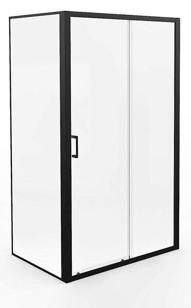Sprchový kout 80x120 Marwell skleněný sprchový kout Tovární vstup zepředu, černý, 80 x 120 x 200 cm - Sprchový kout s matným černým hliníkovým rámem - Sprchový kout s posuvnými dveřmi