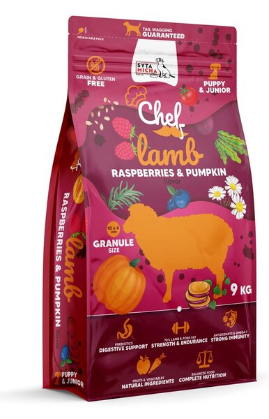 SYTA MICHA Chef Puppy Lamb, raspberries and pumpkin - suché krmivo pro psy - 9kg