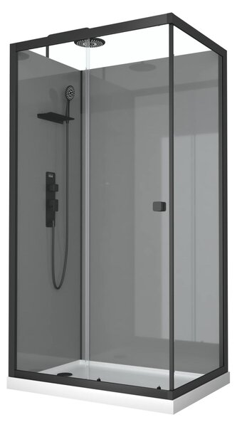 Sprchový kout Marwell kompletní sprchový kout Grey Style Obdélník 215x90x90cm - prefabrikovaný sprchový kout s 5mm tvrzeným sklem - s poličkou na sprchové potřeby