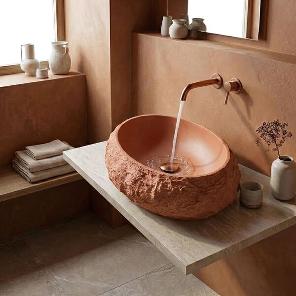 Rea Mika, umyvadlo na desku 500x380x150 mm, terracotta-imitace kamene, REA-U7349