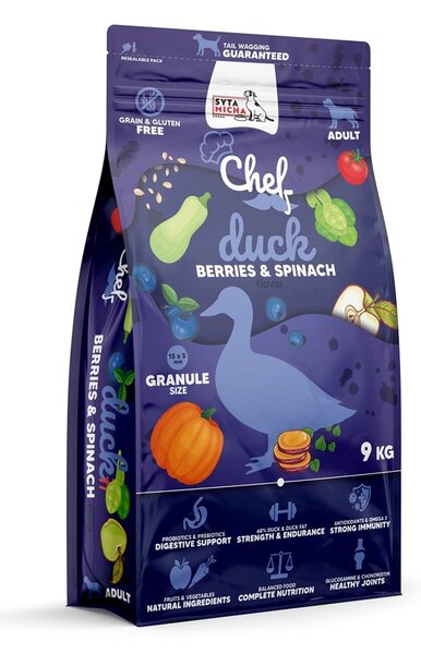 SYTA MICHA Chef Duck, berries and spinach - suché krmivo pro psy - 9kg