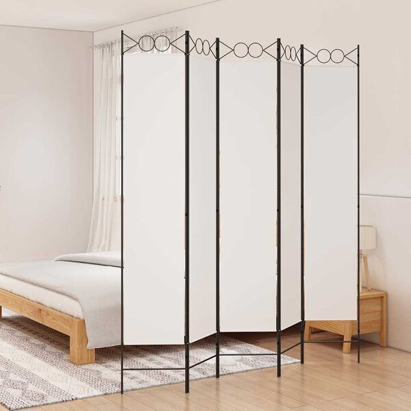VidaXL 5 dílný paraván 200x220 cm textil [42039205] Barva: Bílá