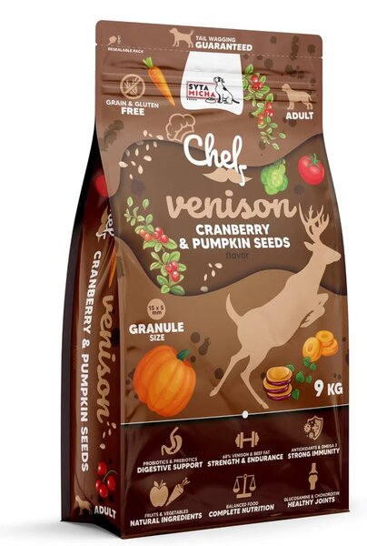 SYTA MICHA Chef Venison with cranberry and pumpkin seeds - suché krmivo pro psy - 9kg