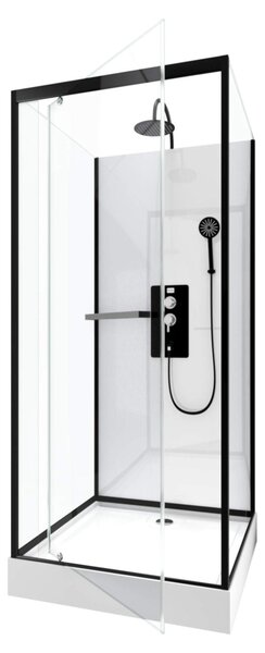 Sprchový komplet MARWELL sprchový kout prefabrikovaný sprchový kout City 90x90 x 230 cm - kompletní sada včetně sprchové vaničky a baterie - sprchový komplet s čelním vstupem