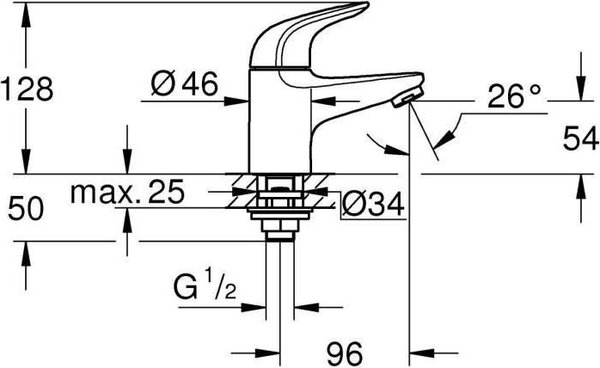 Umyvadlová baterie, GROHE Swift 20617001, chrom, velikost XS, úsporná