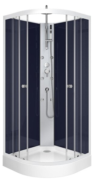 Kompletní sprcha MARWELL Kompletní sprcha Night Blue 85 x 85 x 225 cm - Kulatá sprcha s čelním vstupem - Sprchový kout s vysoce kvalitními hliníkovými profily - Výška vstupu 15 cm