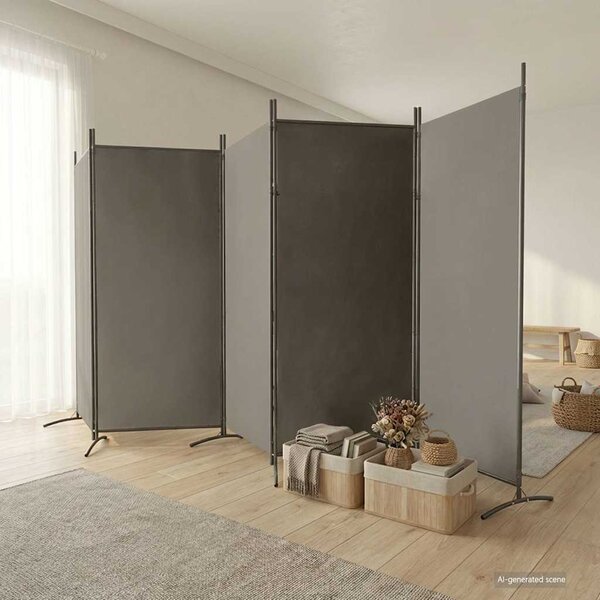 VidaXL 5dílný paraván 433x180 cm textil [42039229] Barva: Hnědá