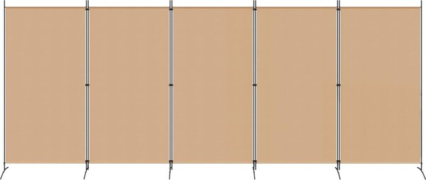 VidaXL 5dílný paraván 433x180 cm textil [42039229] Barva: Hnědá