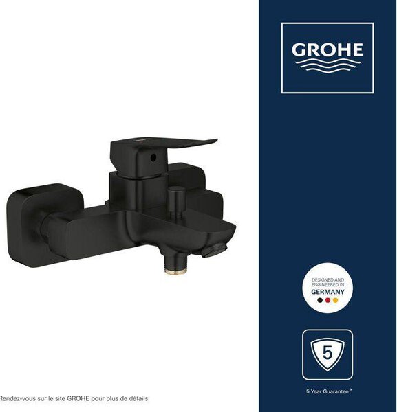 GROHE Dice – nástěnná vanová a sprchová baterie – matná černá