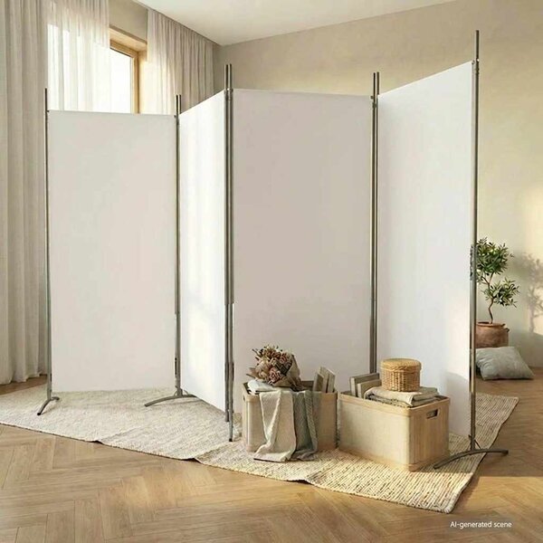 VidaXL 4dílný paraván 346x180 cm textil [42039228] Barva: Bílá
