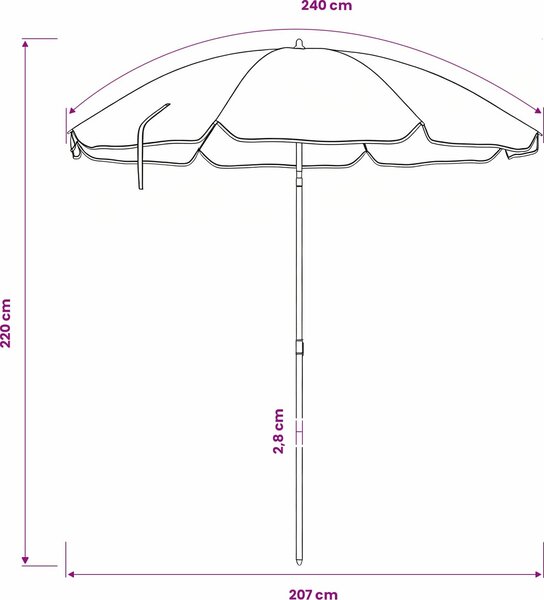 VidaXL Plážový slunečník 240 cm [42041351] Barva: Písková