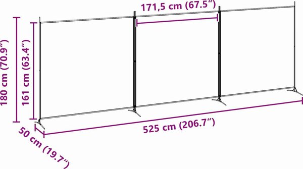 VidaXL 23dílný paraván 525x180 cm textil [42039232] Barva: Bílá