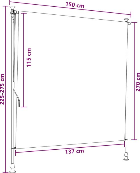 VidaXL Venkovní roleta 150 x 270 cm [42037143] Barva: krémová
