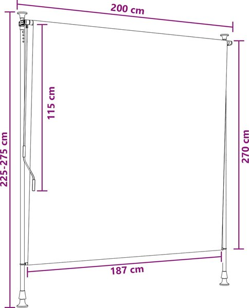 VidaXL Venkovní Roleta 200 x 270 cm [42037144] Barva: krémová