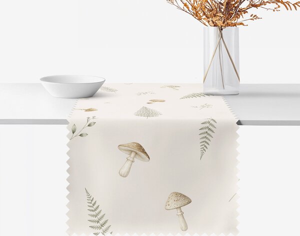 Goldea běhoun na stůl teflonový - muchomůrky s kapradím 50x140 cm