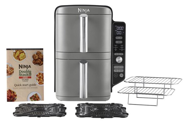Ninja SL400EU fritovací hrnec Dvojitý 9,5 l 2470 W Horkovzdušná fritéza Černá, Šedá