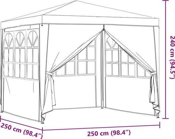 VidaXL Profi party stan s bočnicemi 2,5 x 2,5 m 90 g/m² [42032997] Barva: Bílá