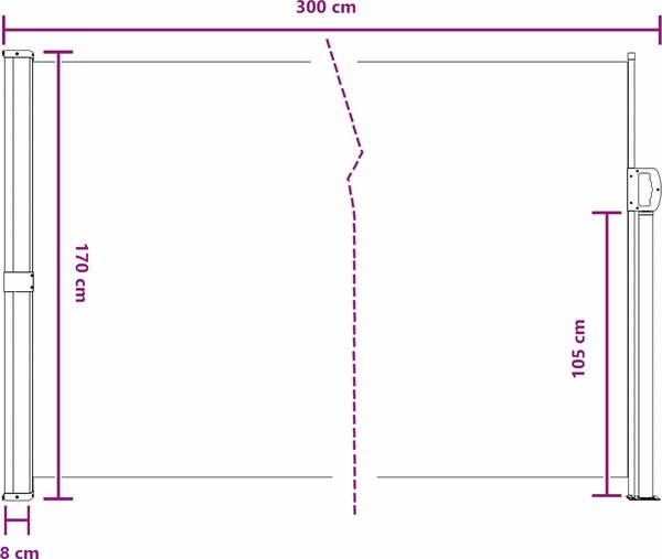 VidaXL Zatahovací boční markýza 170 x 300 cm [42035428] Barva: Béžová