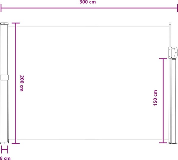 VidaXL Zatahovací boční markýza 200 x 300 cm [42035446] Barva: antracitová
