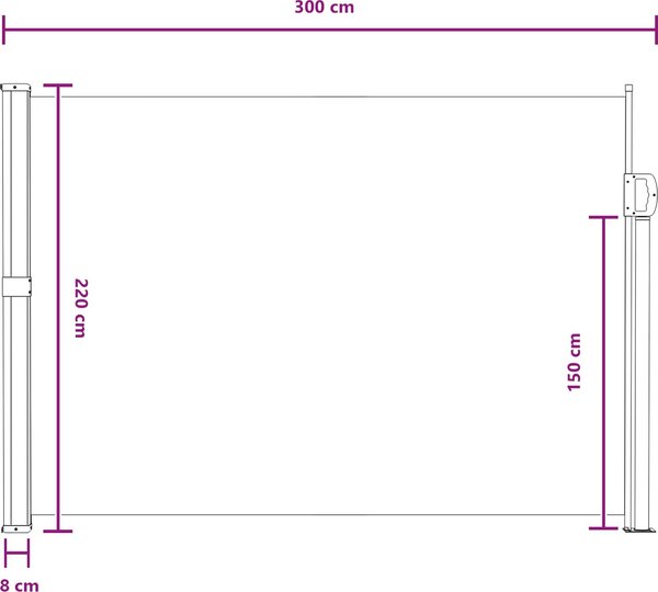 VidaXL Zatahovací boční markýza 220 x 300 cm [42035455] Barva: taupe
