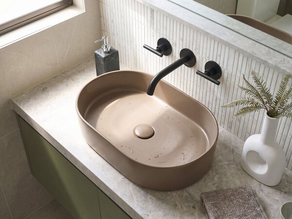Umyvadlo na desku NICKERIE 50 x 33 cm Keramika Taupe