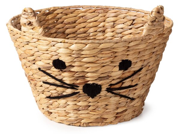 Compactor dětský koš na hračky FABBLE M - Kočka, z vodního hyacintu, 35 x 23 x 26 cm