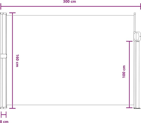 VidaXL Zatahovací boční markýza 160 x 300 cm [42035420] Barva: krémová