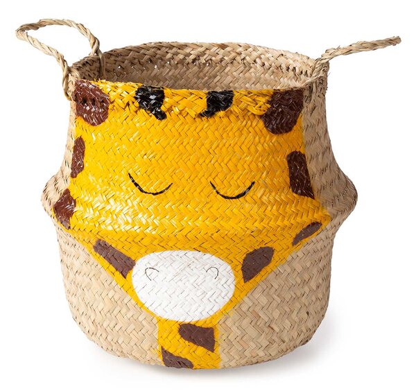 Compactor dětský koš na hračky BELLY M - Žirafa, pletený z mořské trávy, 30 x 28 cm