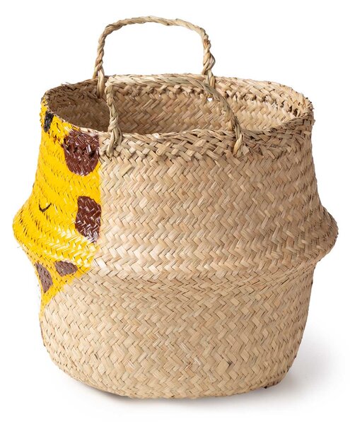Compactor dětský koš na hračky BELLY M - Žirafa, pletený z mořské trávy, 30 x 28 cm