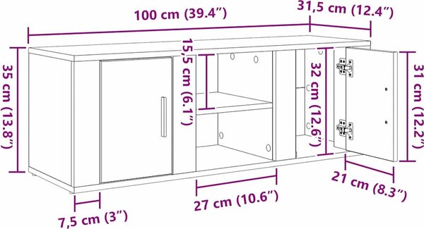 VidaXL TV skříňka 100x31,5x35 cm kompozitní dřevo [881158] Barva: dub sonoma