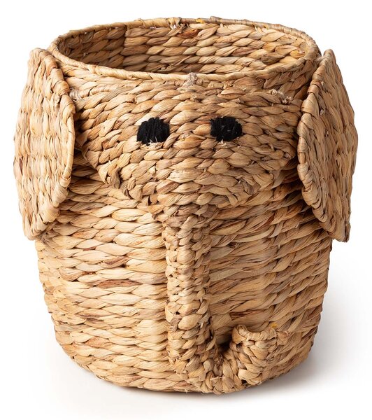 Compactor dětský koš na hračky s víkem NOAH M - Slon, z vodního hyacintu, 30 x 32 cm