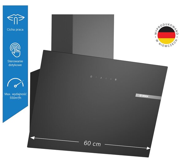 Bosch Serie 2 DWK65DK60 digestoř Nástěnný Černá 430 m³/h A