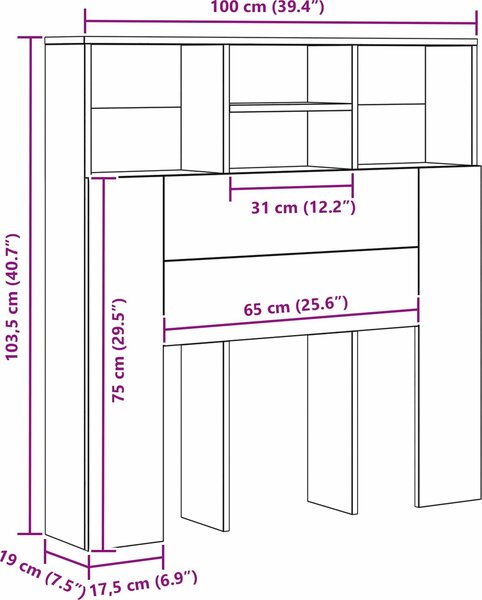 VidaXL Čelo postele s úložným prostorem 100 x 19 x 103,5 cm [879446] Barva: Bílá