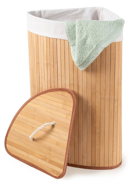 Compactor skládací koš na prádlo BAMBOO, 40 L, rohový, 35 x 35 x 60 cm, bambus, přírodní