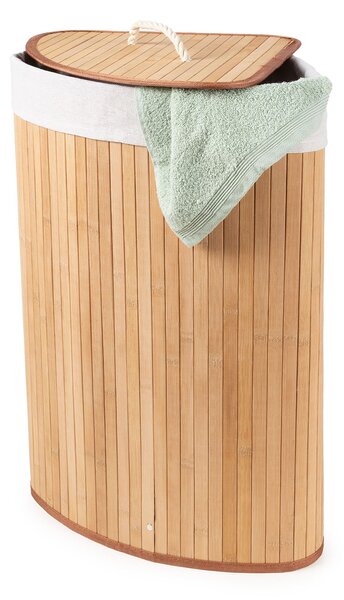 Compactor skládací koš na prádlo BAMBOO, 40 L, rohový, 35 x 35 x 60 cm, bambus, přírodní
