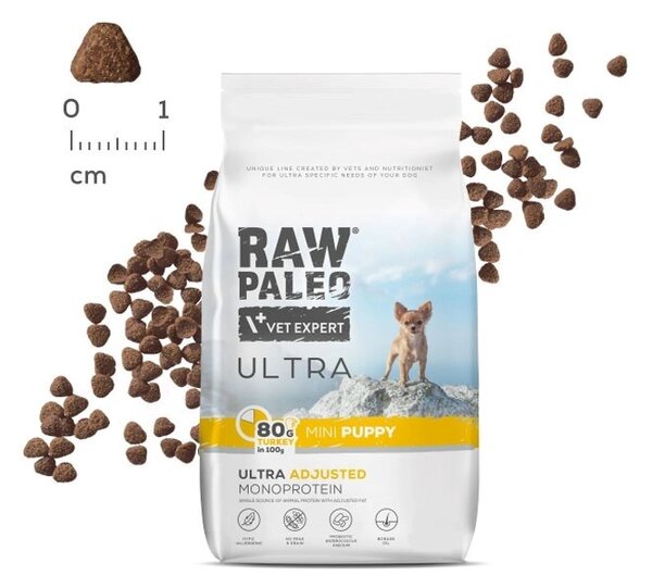 VEE VETEXPERT Raw Paleo Ultra Mini Puppy Mono Turkey - suché krmivo pro štěňata - 8 kg