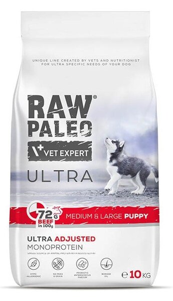 VEE VETEXPERT Raw Paleo Ultra Medium&Large Puppy Mono Beef - suché krmivo pro štěňata - 10 kg