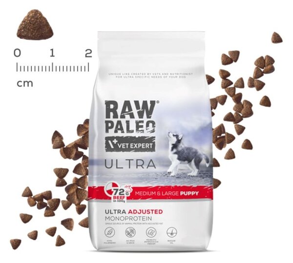VEE VETEXPERT Raw Paleo Ultra Medium&Large Puppy Mono Beef - suché krmivo pro štěňata - 10 kg